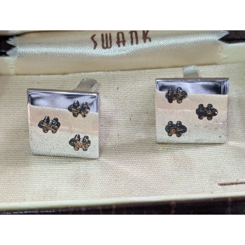 Vintage Swank Silver Tone Fleur De Lis Cufflinks